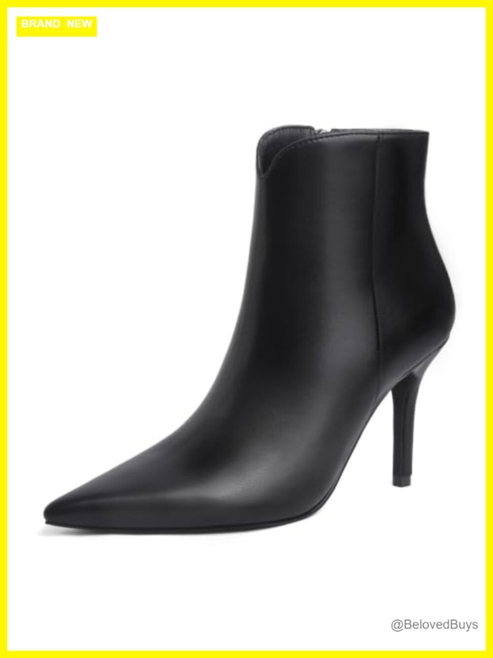 Faux Leather Pointed Toe Stiletto Heel Ankle Booties